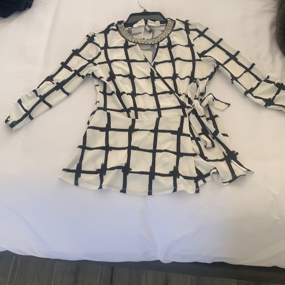 White and black blouse